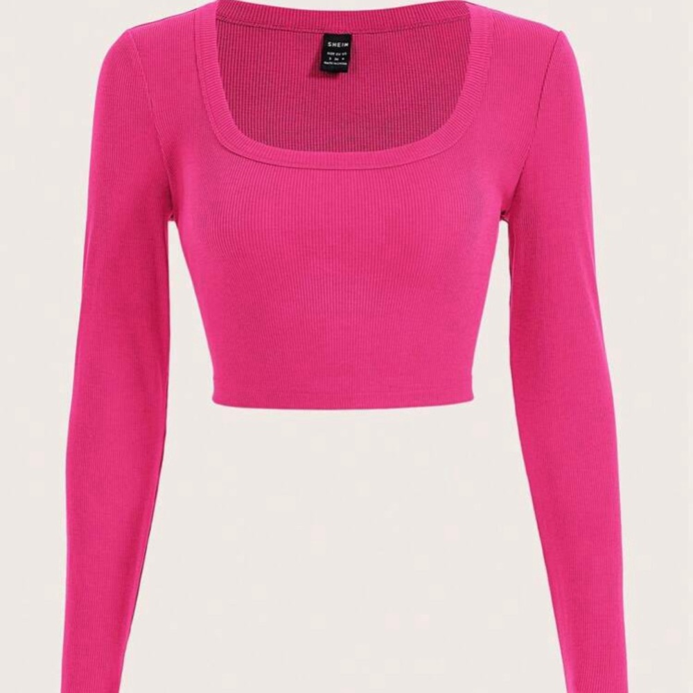 SHEIN EZwear Square Neck Crop Tee